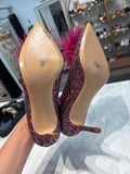 Kate Spade Glitter Pom Pom Marabou Dress Heels, 10.5