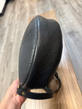 Portland Leather Black Round Crossbody Bag, 9"