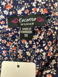 Cocomo Blue Floral Top, 1X