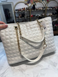 Antonio Melani White/Cream Leather Shoulder Bag, 17"x11"