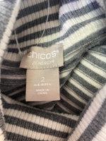 Chico's Gray Stripe Zenergy Sweater, L
