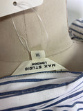 Max Studio White/Blue Stripe Top, 1X