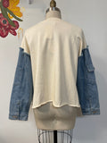 New Umgee Cream/Denim Sweatshirt, S