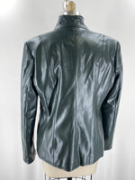 Cole Haan Dark Green Faux Leather Jacket, L