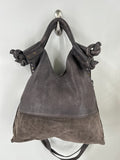 Free People Gray Leather Shoulder Bag, 16"x13"