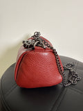 Red Leather Crossbody Bag, 7"x4"
