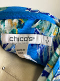 New Chico's Shell Print Poolside Blue Top, M