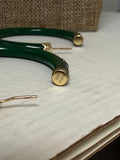 Green Hoop Gold Vermeil Sterling Silver Earrings