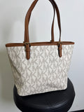 Michael Kors Jet Set Signature Logo Vanilla Acorn Small Tote Bag, 13"x9"