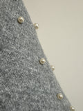 Nine West Gray with Pearl Accents Sweater Jacket, XL