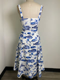Avec Les Filles Blue Fish Print Dress, 6