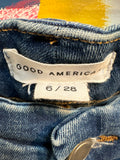 Good American Mid Rise Straight 25" Inseam Jeans, 6 Petite