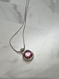 Avon Silver with Pink Stone Necklace