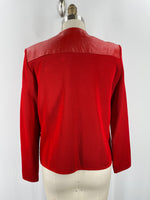 Peter Nygard Red with Genuine Leather Trim Jacket, L Petite