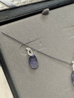 New 2pc Set Purple Crystal Brio Pendant and Earring Set in Sterling Silver