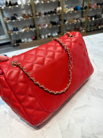Red Quilted  Crossbody Bag, 11"x7"
