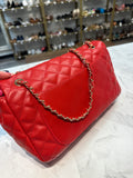 Red Quilted  Crossbody Bag, 11"x7"