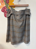 New Sweet Salt Plaid Midi Belted Skirt, XXL
