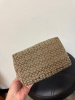 Coach Brown Canvas Signature Small Handbag, 8"x5"