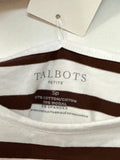 Talbots White/Brown Stripe Top, S Petite