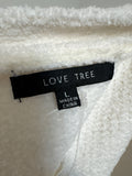 Love Tree White Chenille Sweater, L