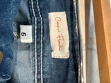Copper Flash 22" Inseam Cropped Embroidered Star Jeans, 6