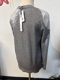 New Chico's Gray Foil Intarsia Sweater, S