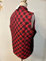 Kim Rogers Red/Black Plaid Vest, L Petite