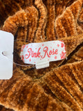 Pink Rose Brown Chenille Sweater, S