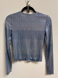 New Retail $88 Pilcro Anthropologie Blue Metallic Sweater, XS