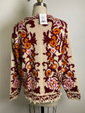 Cardigan Tan/Burgundy Sweater, L