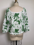 Tahari Green 100% Linen Top, XL