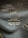 New J. Jill Blue Pima Slub Elbow Sleeve Tee, S