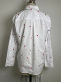 Skies Are Blue White with Heart Print Top, M