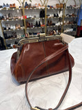 Gianni Conti Brown Leather Crossbody Bag, 11"x7"