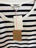 New Boden White/Black Stripe Dress, 16/18