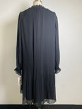 New DKNY Black Tie-Neck Pleated Balloon-Sleeve Chiffon Dress, 14W