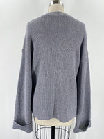 New Joie Silver Metallic Cashmere/Wool Blend Sweater, L