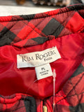 Kim Rogers Red/Black Plaid Vest, L Petite