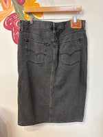 Levi's Black Denim Button Fly Side Slit Skirt, 32 (14)