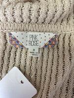 Pink Rose Cream/Tan Cardigan, S