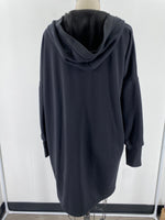 Mono B Black Pocket Hooded Open Front Cardigan, S/M
