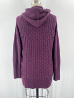 Cambridge Dry Goods Purple Wool Blend Hooded Cardigan, M