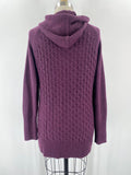 Cambridge Dry Goods Purple Wool Blend Hooded Cardigan, M