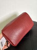 Red Leather Crossbody Bag, 7"x4"
