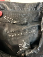 Apostrophe Black Genuine Leather Jacket, 14