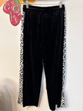 New Berek Black Velvet Snow Leopard Pants, S