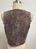 New She + Sky Animal Print Denim Vest, M