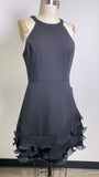 New Betsy & Adam Black Ruffled-Hem Halter Dress, 10