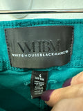 White House Black Market Green Mid Rise Straight Crop 25" Inseam Cuffed Jeans, 4